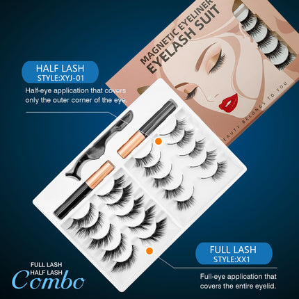 Wholesale magnetic eyeliner false eyelashes magnet false eyelashes 3D three-dimensional net red magnetic false eyelashes 3 pairs of suit