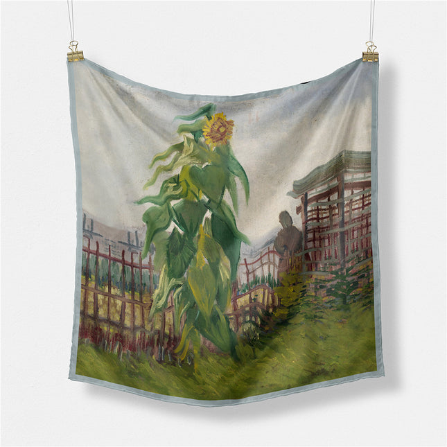 French 53cm Four Seasons All-match Van Gogh Oil Painting Sunflower Garden Twill Women's Decorative Small Square Scarf Scarf Small Scarf