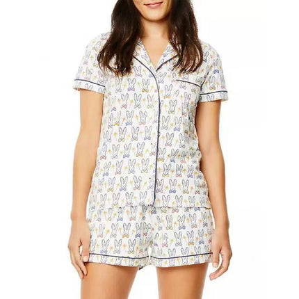 2024 Summer Amazon European and American Style Homewear Monkey Print Polo Casual Set Foreign Trade Pajamas European and American Style Set