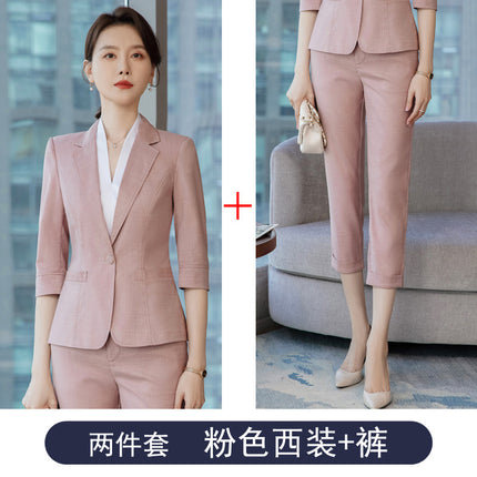 Curry Color Seven-sleeve Suit Jacket Women's Spring and Autumn 2024 New Goddess Style Casual Small Suit Casual Professional Suit