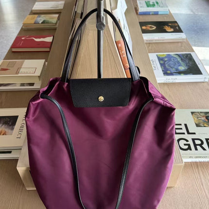 2025 New Waterproof Cloth with Head Layer Cowhide Bucket Bag Large Capacity Portable Shoulder Bag Commuter Crossbody Computer Bag