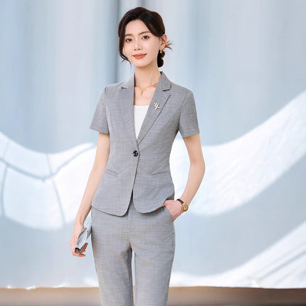 Grey Suit suit Women's Dress Summer New Hotel Front Desk Manager Interview Workwear Temperament Professional Women's Work Clothes