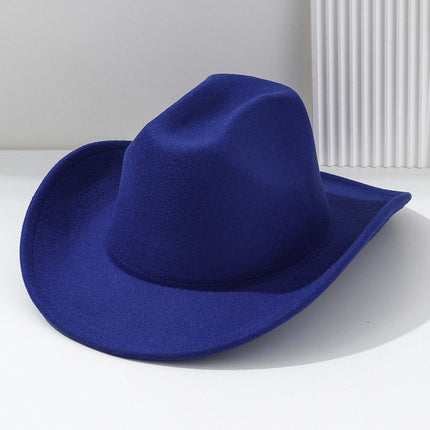 Solid Color Light Board Felt Western Cowboy Hat Outdoor Autum Hat Women's Simple French Hat Men's High-End