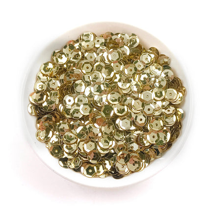 6MM round curved surface hole PVC sequins jewelry accessories concave and convex surface wholesale flat bottom hexagonal sewing clothing beads