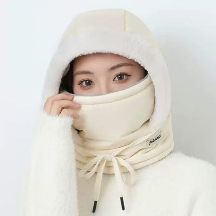 New Winter Hat for Women, Warm Pullover Hat, Outdoor Cycling Windproof and Cold-Proof Mask, Neck Scarf, One-Piece Hat, Lei Feng Hat
