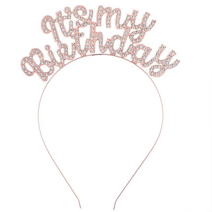 Cross-Border It's My Birthday Party Birthday Headband Metal Letter Headband Holiday Cake Decoration Headdress
