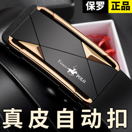 2025 New Paul Belt Men's Genuine Leather Automatic Buckle High-End Belt for Young and Middle-Aged Casual Business Versatile Trouser Belt
