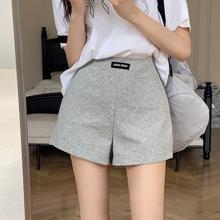Gray Sports Shorts Women's Casual Loose Summer Hot Pants 2025 New Hot Style High Waist Slim Versatile Cycling Pants