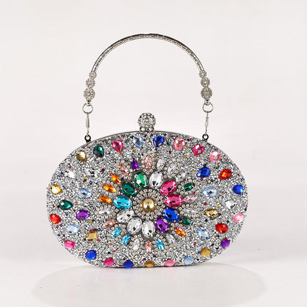 Cross-border Fashion Diamond-encrusted Sunflower Bag Dinner Portable Oval Bag Shiny Rhinestone Gift Bag