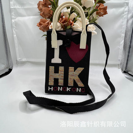 Factory direct 2025 new mobile phone bag convenient storage student bag fashion messenger bag support generation knitted bag