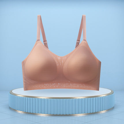 Summer Thin Large-Breasted Special Wire-Free Latex Bra Top-Up Jelly Anti-Sagging Vest-Style Seamless Intimates for Women