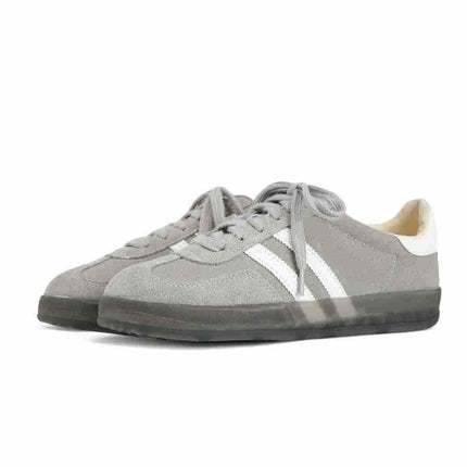in stock Genuine Leather Inner Heightening German Training Shoes Flat Bottom All-match Inner Heightening Casual Shoes Three Bar Cowhide German Training Shoes Women's Shoes