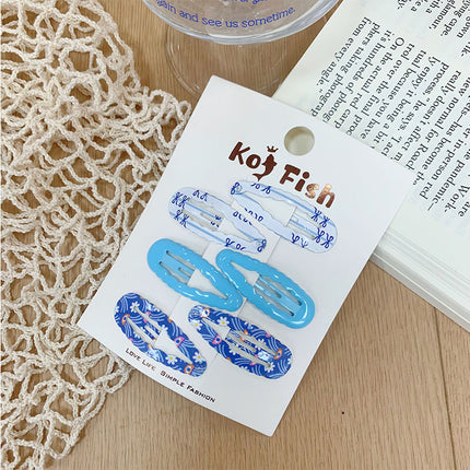 Korean Cute Wavy Water Drop Hairpin New Plaid Sweet Floral Bb Clip Girl Bangs Clip Side Clip Hair Accessories