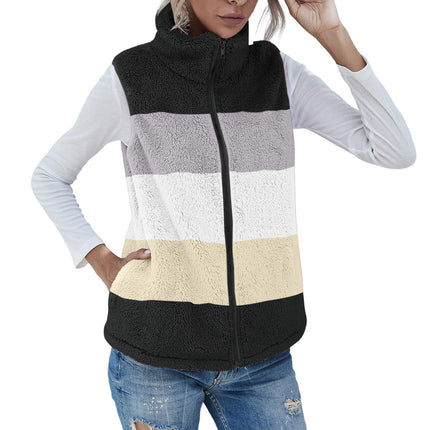 Cross-border Women's vest 2022 new plush stand collar sleeveless zipper lightweight vest comfortable women's coat with pockets