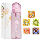 650ml / Transparent pink with logo and 5 rings