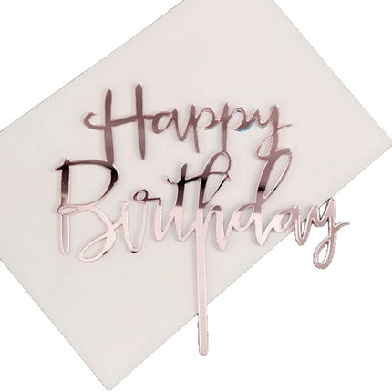 Acrylic Cake Baking Decoration Inserts Round Square English Happy Birthday Dessert Toppers Party Cards