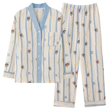 [Cloud Gauze Cotton] Spring and Autumn Long-Sleeve Cardigan with Fixed Breast Pads for Postpartum Nursing, Suitable for Breastfeeding