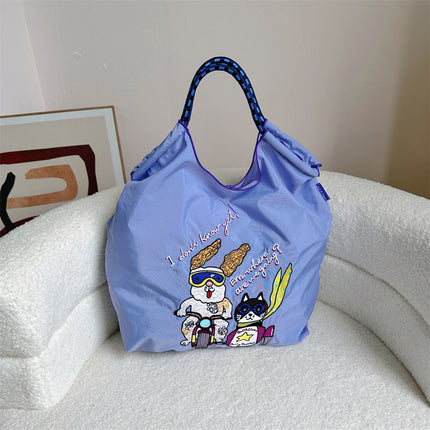 ball chain Japanese high quality eco-friendly shopping bag embroidered hand canvas bag nylon shopping bag