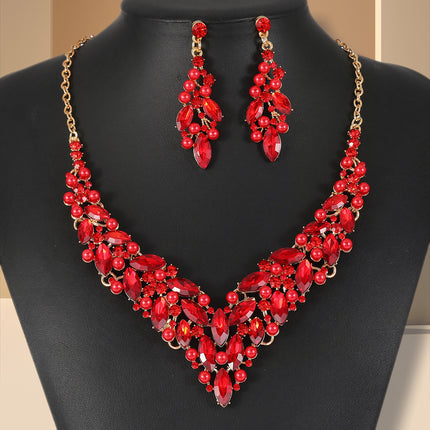 European and American Cross-Border Necklace, Earrings, Jewelry Set, Bridal Banquet Dress Accessories, Fashionable Women's Jewelry, Light Luxury Style