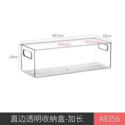 Storage Box Narrow Long Strip Slim Tall Transparent Snack Cosmetics Kitchen Cabinet Clothes Sundries File Book Storage Box