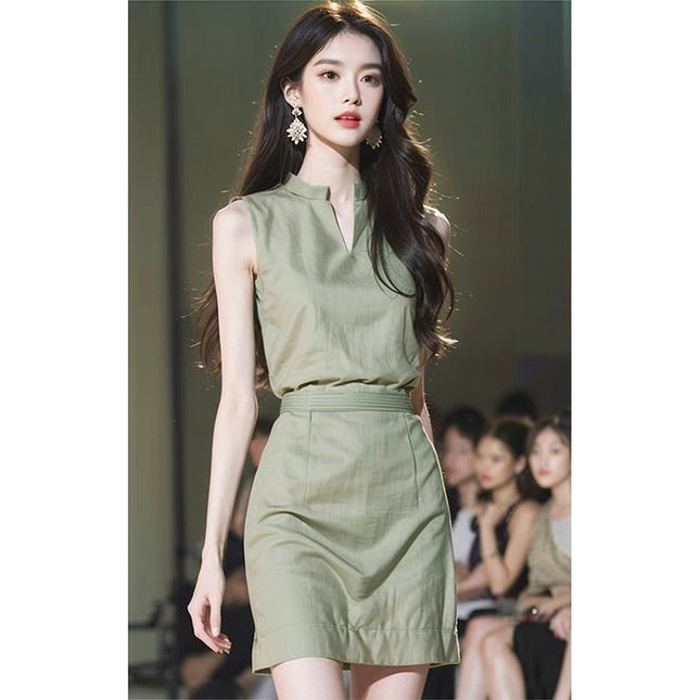 Foreign Trade Women's 2024 New Light Luxury High-end Super Good-looking French High-end Exquisite Beautiful Green Vest
