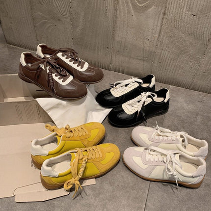 Qiyor Inner Heightening Moral Training Shoes for Women 2025 Autum New Flats-Soled Lace-Up Casual Sports Retro Forrest Gump Shoes