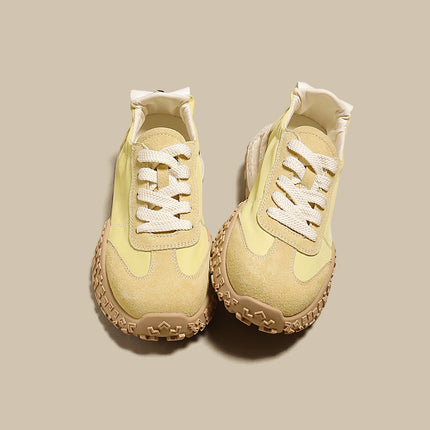 Genuine Leather Retro German Training Shoes for Women 2025 New Spring and Summer Thin Breathable Ballet Forrest Gump Shoes Yellow Casual Sports Shoes
