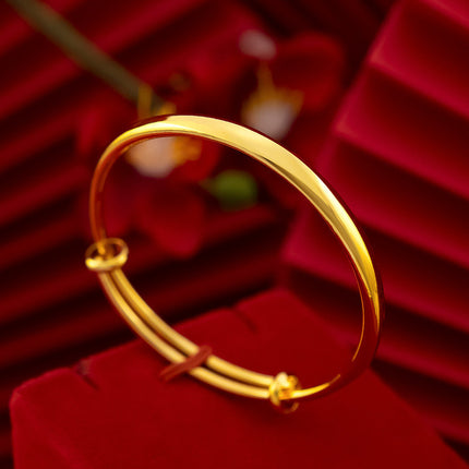 Vietnam Sha Jin Round Belly Smoothed Push-Pull Bracelet Brass Gold-Plated Women's Fashion Simple Jewelry Live Supply