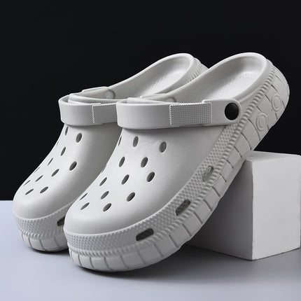 New Style Hole Shoes Women's Outer Wear Summer Non-slip Baotou Slippers for Couples Increased Breathable Wear-resistant Deodorant Beach Slippers