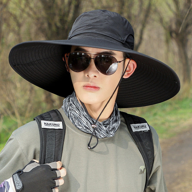 Summer big brim Hat sun protection windproof fisherman hat men and women outdoor mountaineering fishing sun hat mesh breathable sun hat