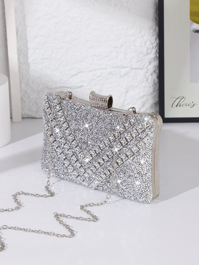Cross-Border Fashion Rhinestone Evening Clutch Bag European and American High-End Retro Handbag Evening Party Diamond-Encrusted Handbag