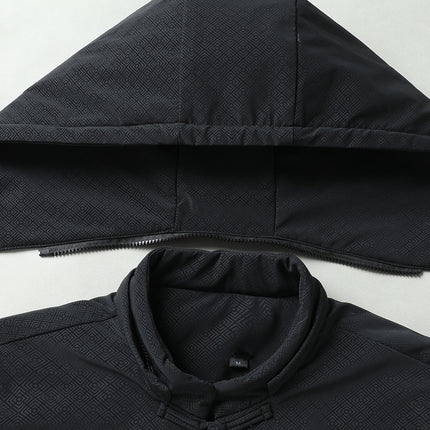 New Chinese Style Tang Suit White Duck Down Jacket Men's Autumn and Winter Buckle Coat Mid-length fleece-lined Warm Winter Clothes