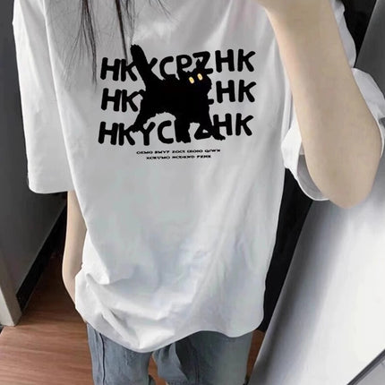 Pure Cotton Short-Sleeve T-Shirt for Women 2026 New American Retro Design Niche Half-Sleeve Top Women's Loose Trendy Brand T-Shirt