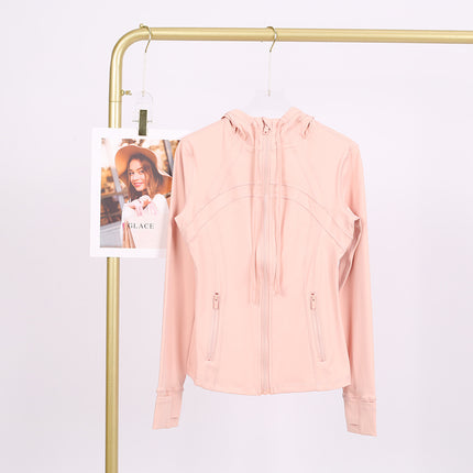 LULU in stock Hooded Jacket Running Yoga Jacket Sports Slim Zipper Cardigan Fitness Top Women