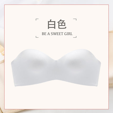 Shoulder-free Wear Underwear Women's Small Chest Push-up Non-slip Invisible Bra Paste Wedding Dress No Rings Tube-length Summer Hair