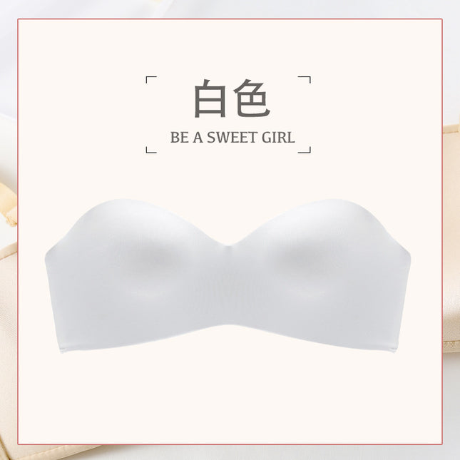 Shoulder-free Wear Underwear Women's Small Chest Push-up Non-slip Invisible Bra Paste Wedding Dress No Rings Tube-length Summer Hair