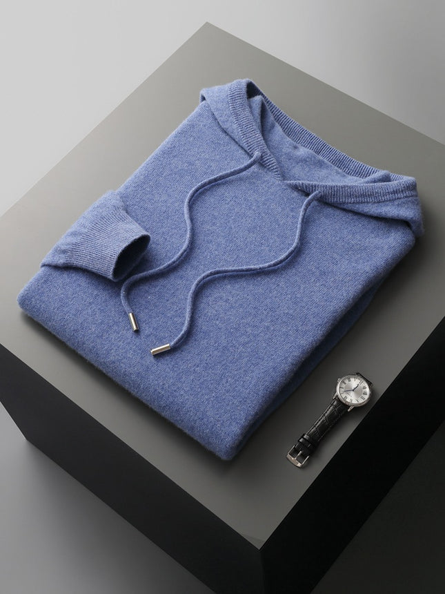Solid Color One-Line Hooded Cardigan Men's Hoodie Knitwear Cardigan Casual Men's Pullover Knitwear Seamless Ready-To-Wear