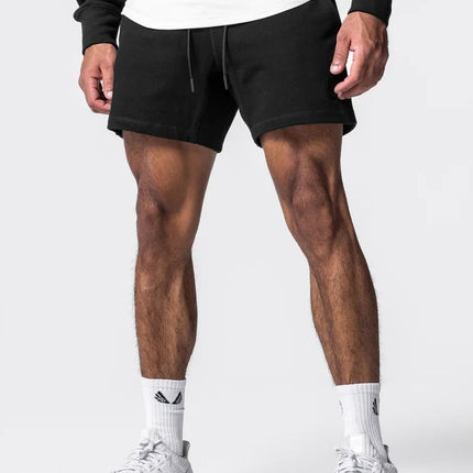Cross-border Men's Solid Color Shorts Muscle American Fashion Fitness Sports Leisure Training Loose Embroidered Triple Quad Pants