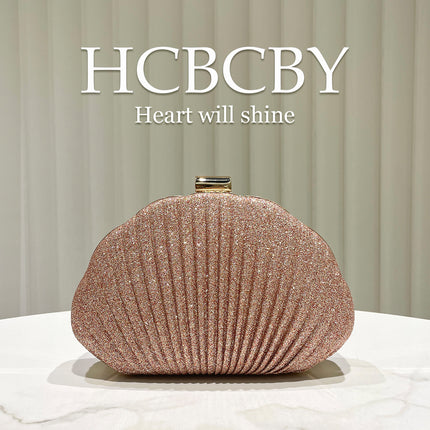 Mint Green Shiny Shell Shape Striped Clutch Bag Women's Fashionable Simple Elegant Box Dinner Bag