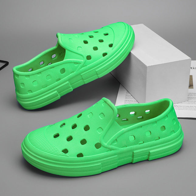 Cross-border Hole Shoes Men's and Women's Non-slip Deodorant Soft Bottom EVA Board Shoes Black Summer Breathable Slip-on Casual Shoes