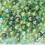 3-10mm flatback pearl resin rhinestones mixed assortment, 30g/pack / Semi-circle pearl green ab phantom_06
