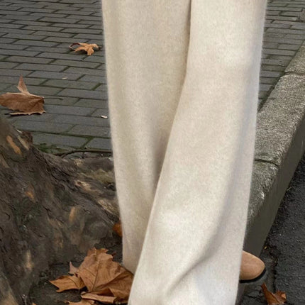 Pear-Shaped Figure Slimming Knitted Wide-Leg Pants for Women 2025 Autumn and Winter New Thickened Drape Floor-Length Casual Straight Pants