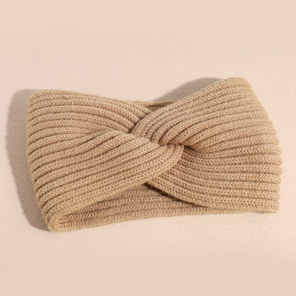European and American cross-border knitted hair band fashionable all-match elastic wool cross headband autumn and winter warm wide-brimmed hair accessories