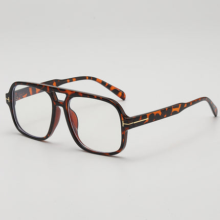 2025 retro double beam large frame small UV-proof sunglasses Korean style outdoor travel decorative flat glasses