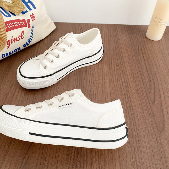 Gd22 Elastic Lace Slip-On Mango Head Canvas Shoes Women's Summer Thin Sneakers Popular Versatile White Shoes