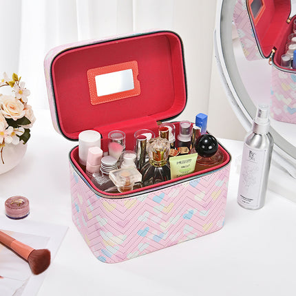 Cosmetic bag large capacity high-end feeling ins style high-value with mirror portable waterproof multifunctional portable storage