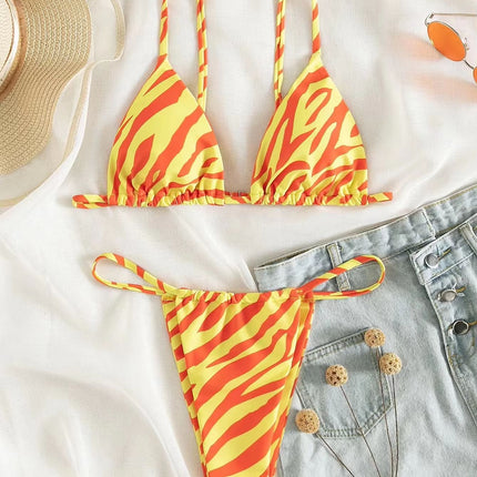 Yiyou 2025 New Multi-Color Bikini Sexy Simple Stripesd Strap European and American Sexy Three-Point Bikini