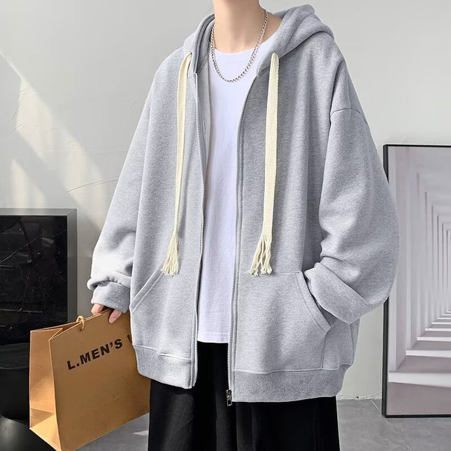 Casual Hooded Sweater Men's Autumn Loose Couple Clothing Korean Fashionable Zipper Hoodie Student All-match Cardigan Jacket
