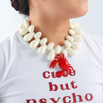 European and American Exaggerated Big-Name Natural Ocean Beach Vacation Style Necklace Water Drop Crab Pendant Women's Light Luxury Cross-Border Supply