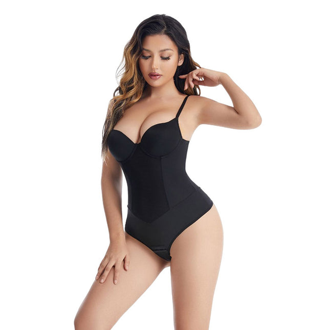 European and American Plus Size Skinny Jumpsuit Bra Shaper Belly Tinting Waist Hip-lifting G-string Underwear